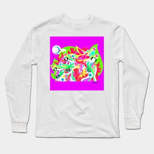 cadejo sinister cryptid dog from el salvador ecopop art in nights Long Sleeve T-Shirt